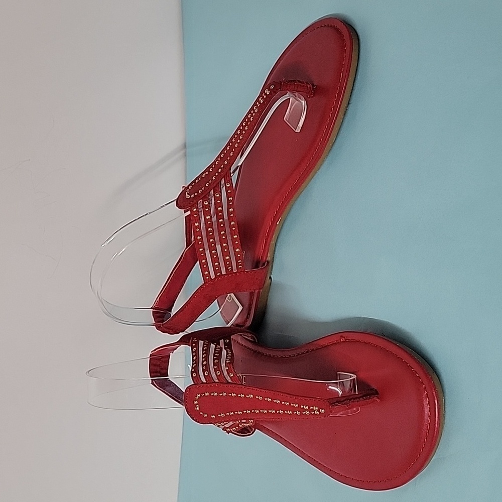 Rouge Helium Summer Slingbacks T-Strap Flats Sandals Gladiator Shoes Size 10